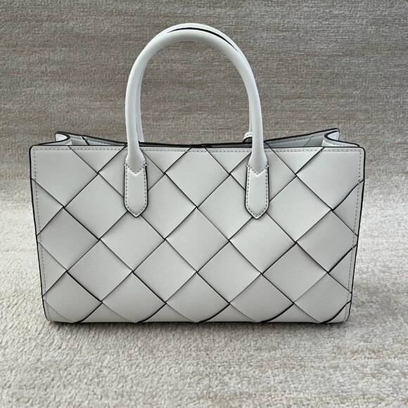 NWT Michael Kors Scarlett Medium Woven Leather Satchel Purse Bag - Picture 4 of 15